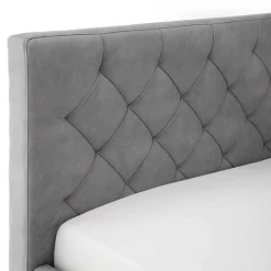 Bett San Marino 180x200cm mit Stauraum Kunstleder - grau/chrom