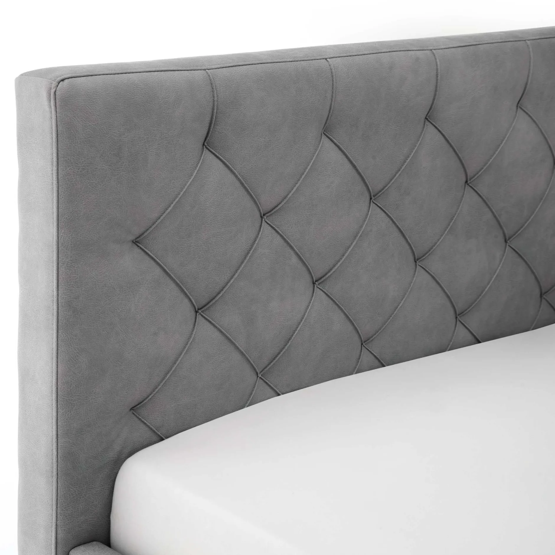 Bett San Marino 180x200cm mit Stauraum Kunstleder - grau/chrom