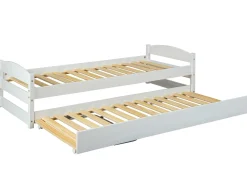Bett Vindas 90x200 mit höhenverstellbarem Gästebett - weiß