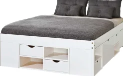 Bett Xavier 160x200cm mit Stauraum - white wash
