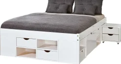 Bett Xavier 140x200cm mit Stauraum - weiß gewaschen
