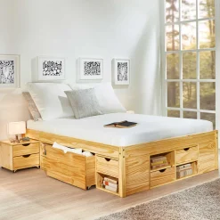 Bett Xavier 180x200 mit Stauraum - Kieferholz