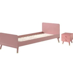 Bett 90x200 cm mit Lattenrost und Nachttisch Billy-pink