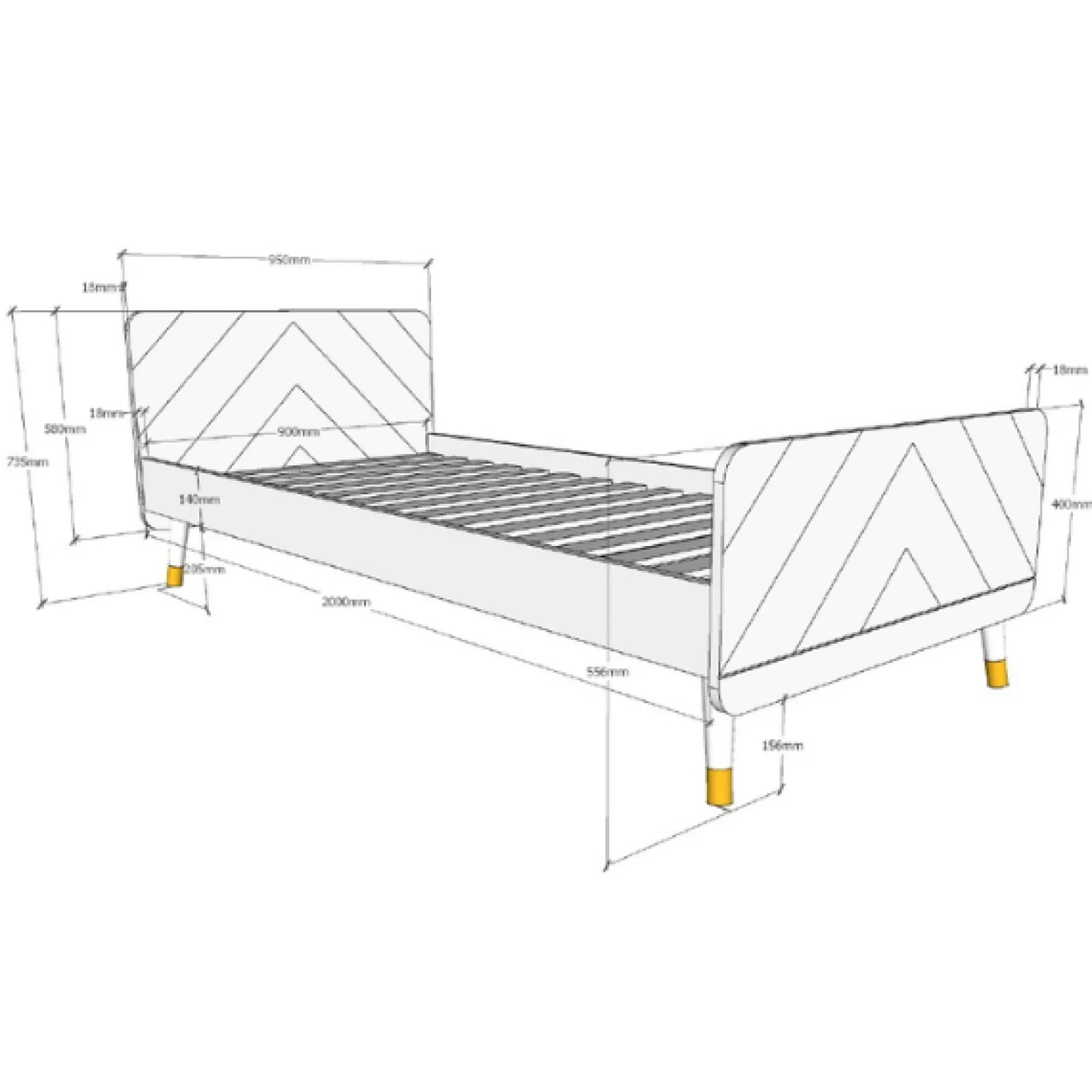 Bett 90x200 cm mit Lattenrost und Nachttisch Billy-pink