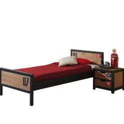 Bett 90x200 cm und Nachttisch Alex Kiefer massiv