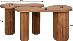 Bio-Akazienholz Couchtisch-Set - 2er-Set