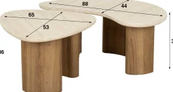 Bio-Keramik-Couchtisch aus Travertin, 2 Stück