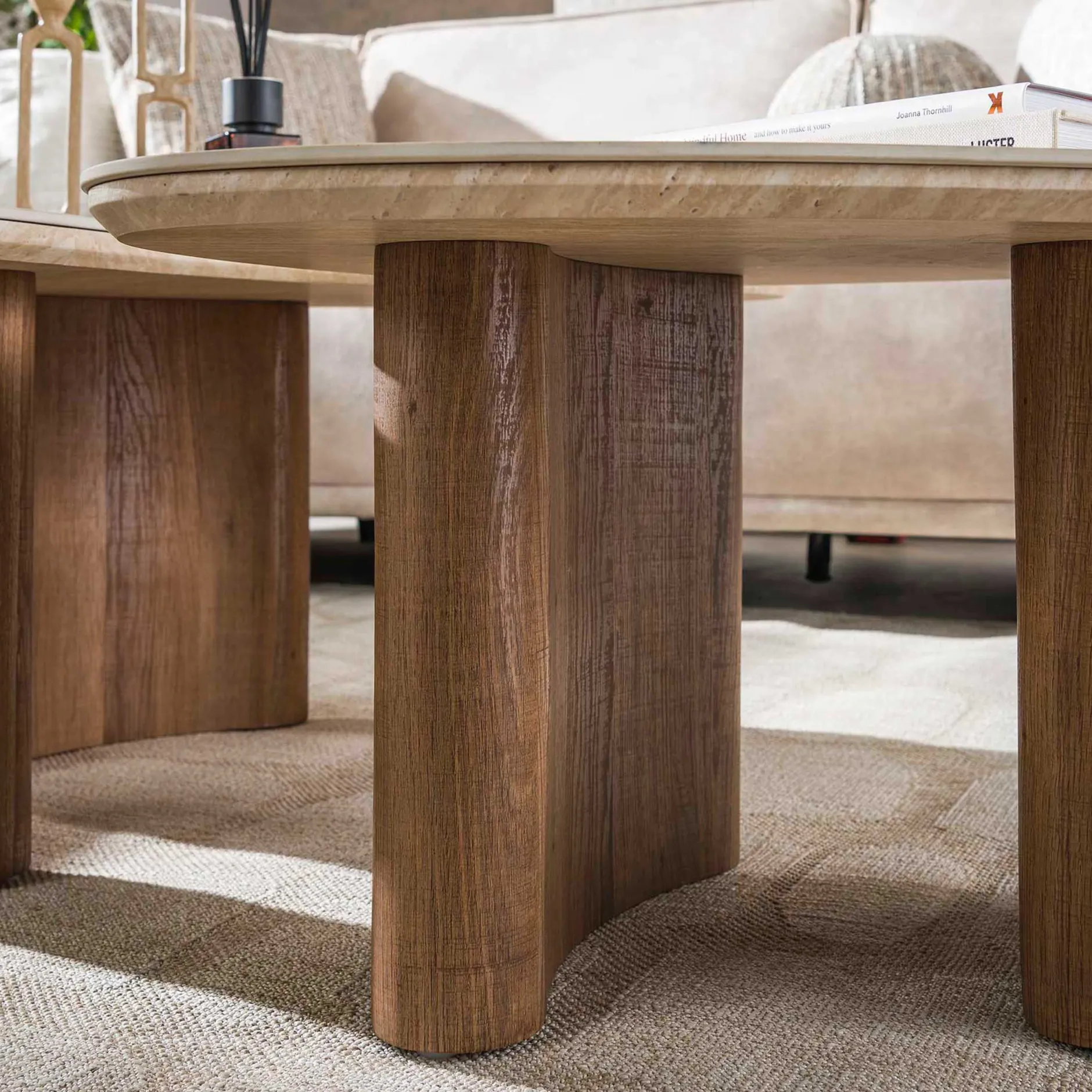 Bio-Keramik-Couchtisch aus Travertin, 2 Stück