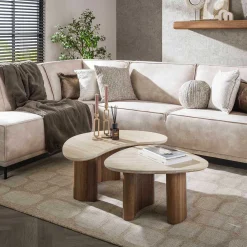 Bio-Keramik-Couchtisch aus Travertin, 2 Stück