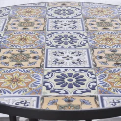 Bistro-Set Lina - schwarz/Keramikfliesen