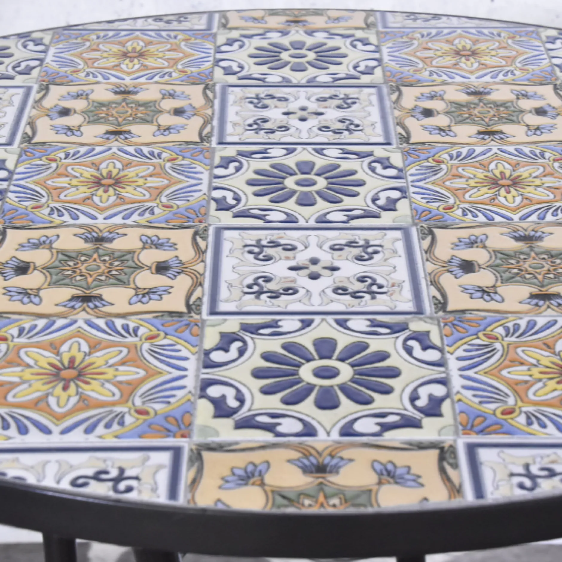 Bistro-Set Lina - schwarz/Keramikfliesen