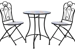 Bistro-Set Lina - schwarz/Keramikfliesen