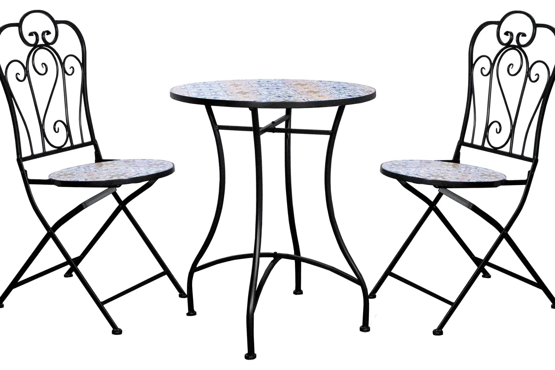 Bistro-Set Lina - schwarz/Keramikfliesen