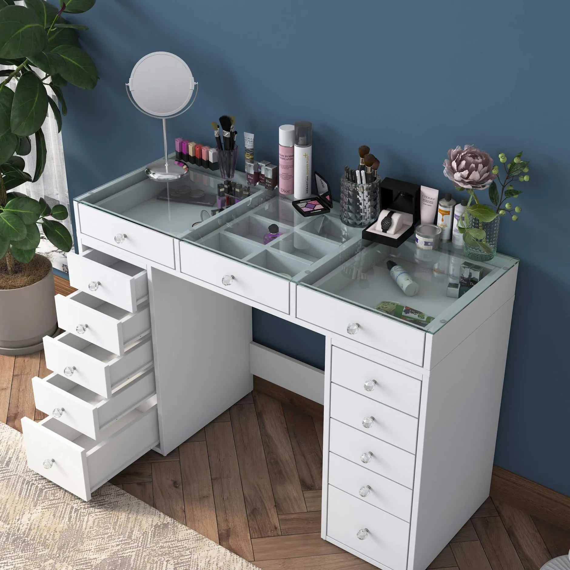 BJ105 - 2716 Schminktisch | 100 % MELAMIN | Weiß