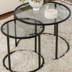 Black-Grey-60-42 Couchtisch-Set | 100 % METALL | Schwarz