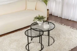 Black-Grey-60-42 Couchtisch-Set | 100 % METALL | Schwarz