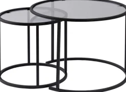 Black-Grey-60-42 Couchtisch-Set | 100 % METALL | Schwarz
