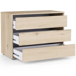Blokty Kommode - 80x40x58cm - 3 Schubladen - Eiche Dekor