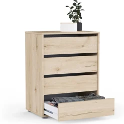 Blokty Kommode - 60x40x76cm - 4 Schubladen - Eiche Dekor