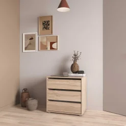 Blokty Kommode - 60x40x58cm - 3 Schubladen - Eiche Dekor