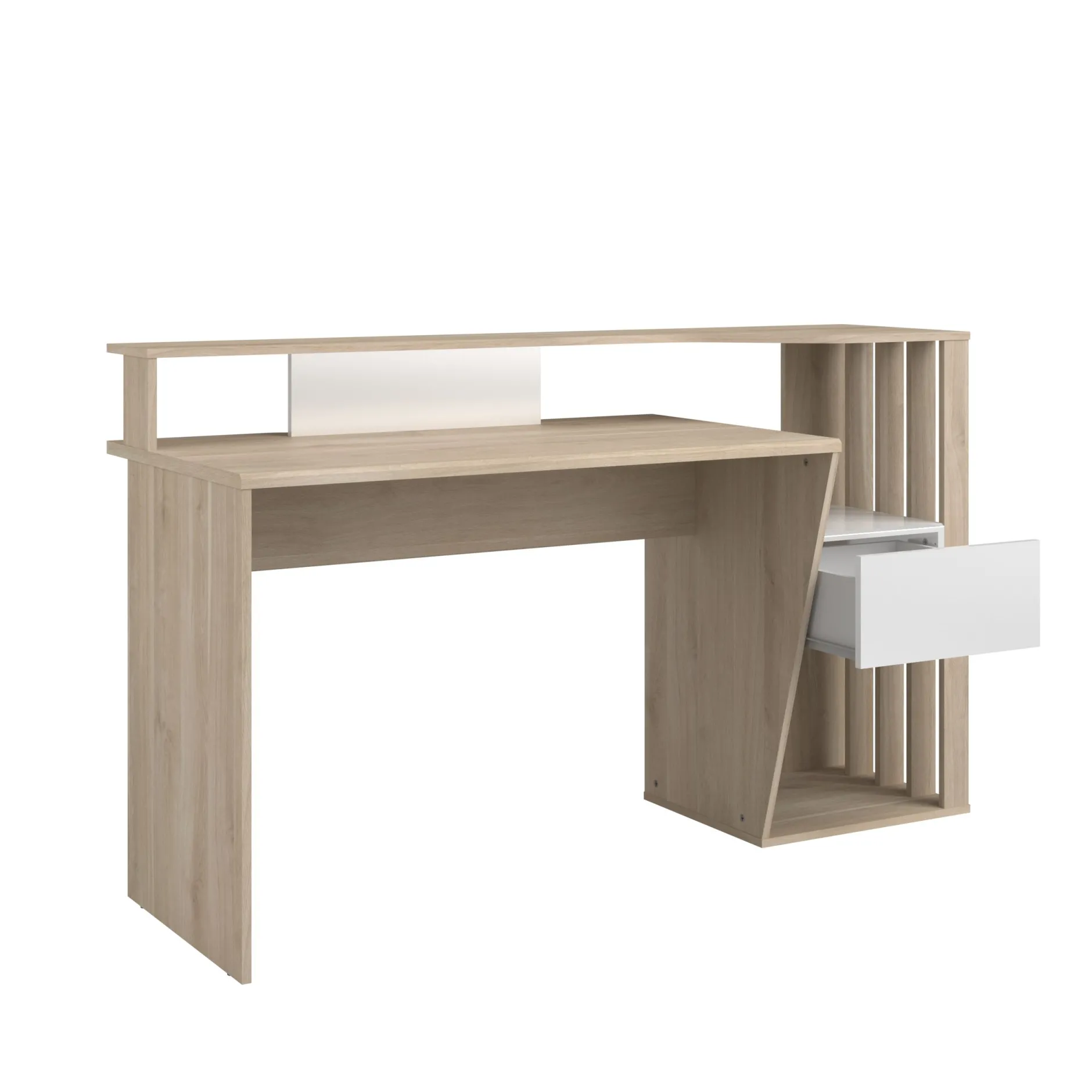 Bloom Schreibtisch-157cm-1 Schublade,1 offenes Fach-weiß/Eiche