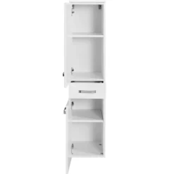 BobbiBadezimmer : Säulenschrank, Spiegelschrank, Waschbeckenunterschrank, Hängeschrank, Unterschrank - Hochglanz weiß