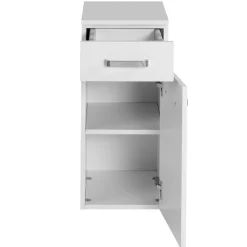 BobbiBadezimmer : Säulenschrank, Spiegelschrank, Waschbeckenunterschrank, Hängeschrank, Unterschrank - Hochglanz weiß