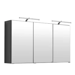 BobbiBadezimmer : Säulenschrank, Waschtischschrank, Spiegelschrank - Eiche grau