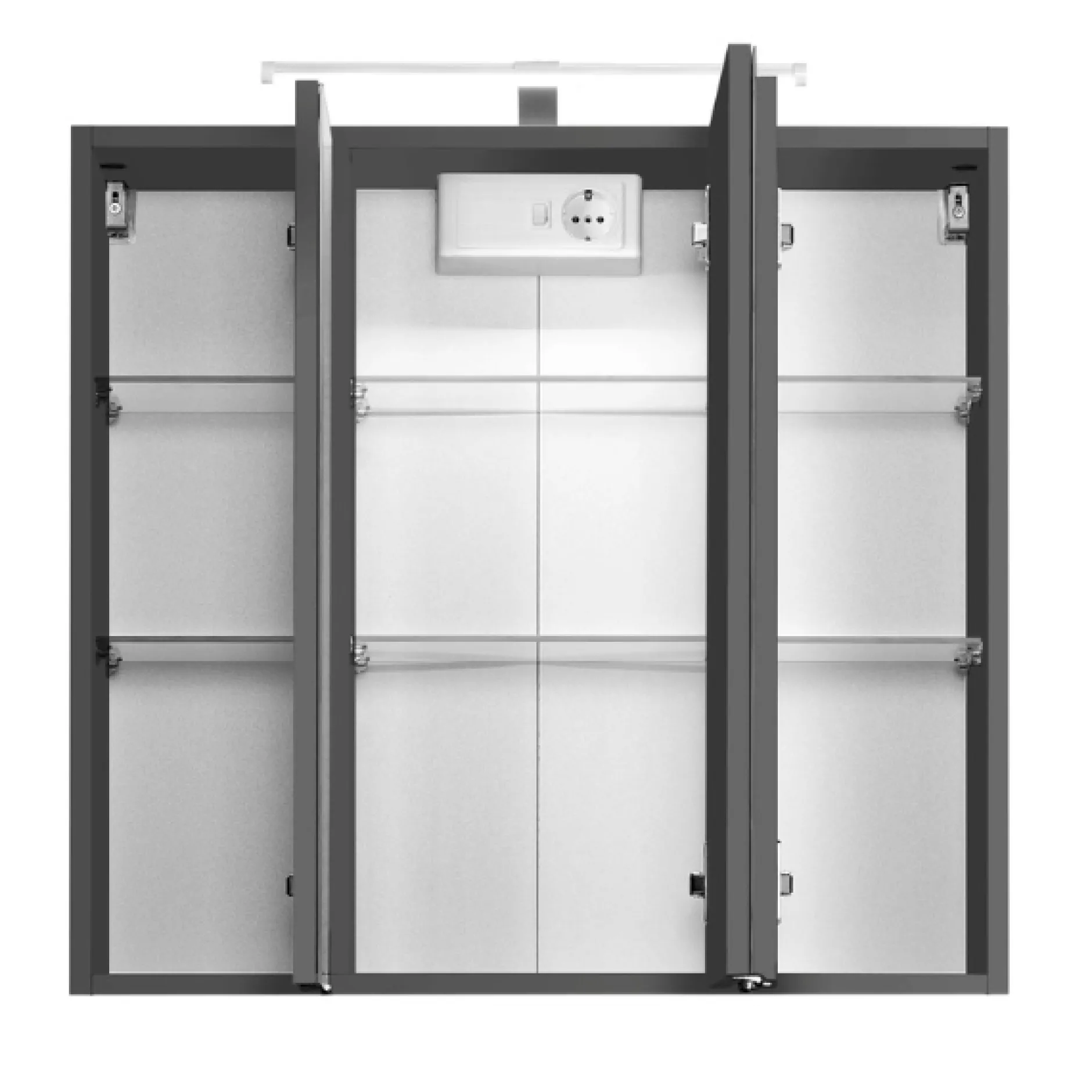 BobbiBadezimmer : 3x Hängeschrank, Spiegelschrank, Waschtischunterschrank - Hochglanz grau