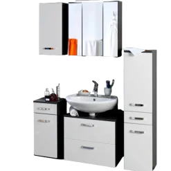 BobbiBadezimmer : 3x Hängeschrank, Spiegelschrank, Waschtischunterschrank