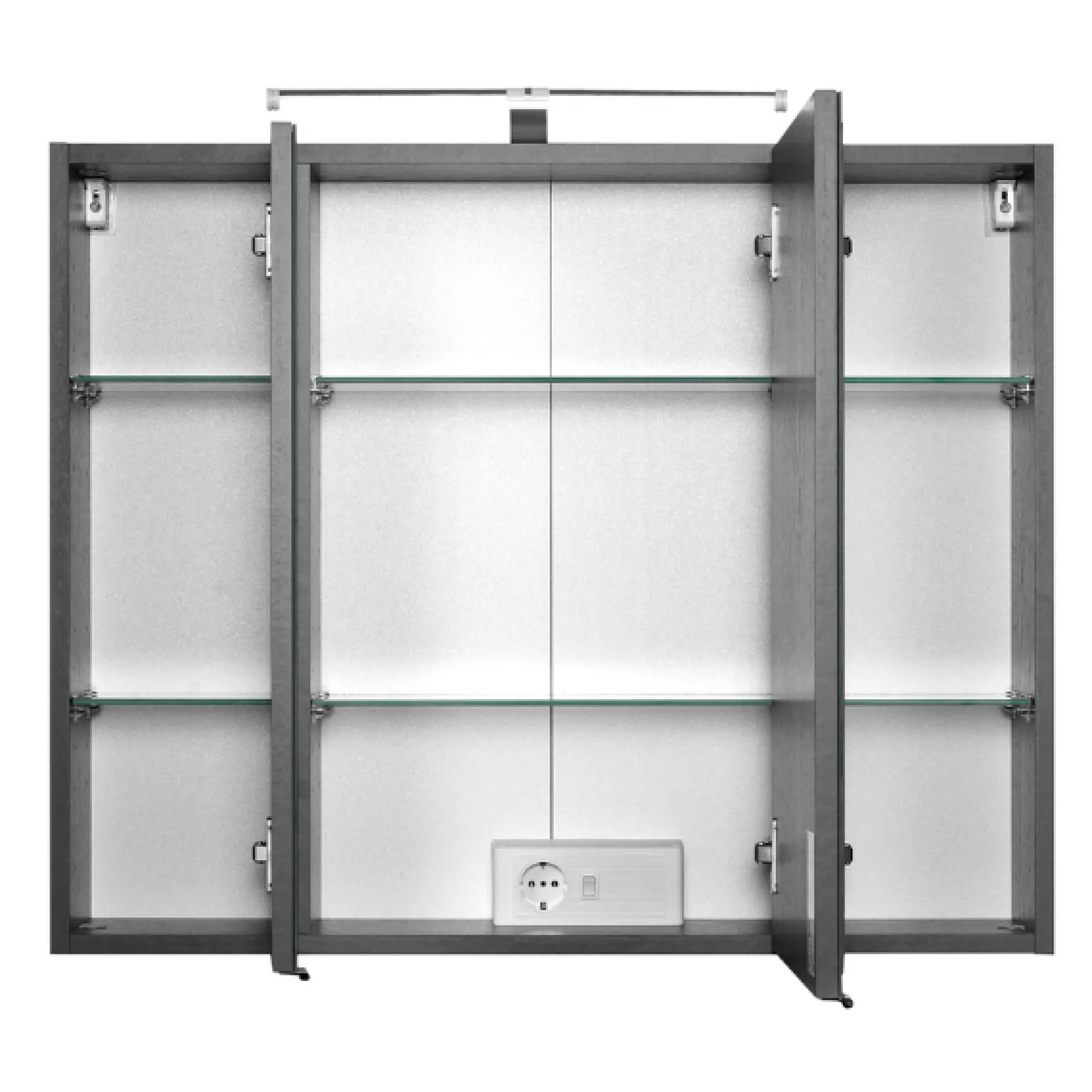 BobbiBadezimmer : 2x Säulenschrank, Spiegelschrank, Waschbeckenschrank - Hochglanz grau