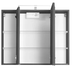 BobbiBadezimmer : 2x Säulenschrank, Spiegelschrank, Waschtischschrank - Eiche grau