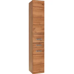 BobbiBadezimmer : 2x Säulenschrank, Spiegelschrank, Waschtischunterschrank - Eiche