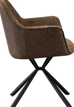 Bouclé-Stuhl Lucie Braun PU-Rücken | Metallbeine | H82,5 x B62 x T63 cm
