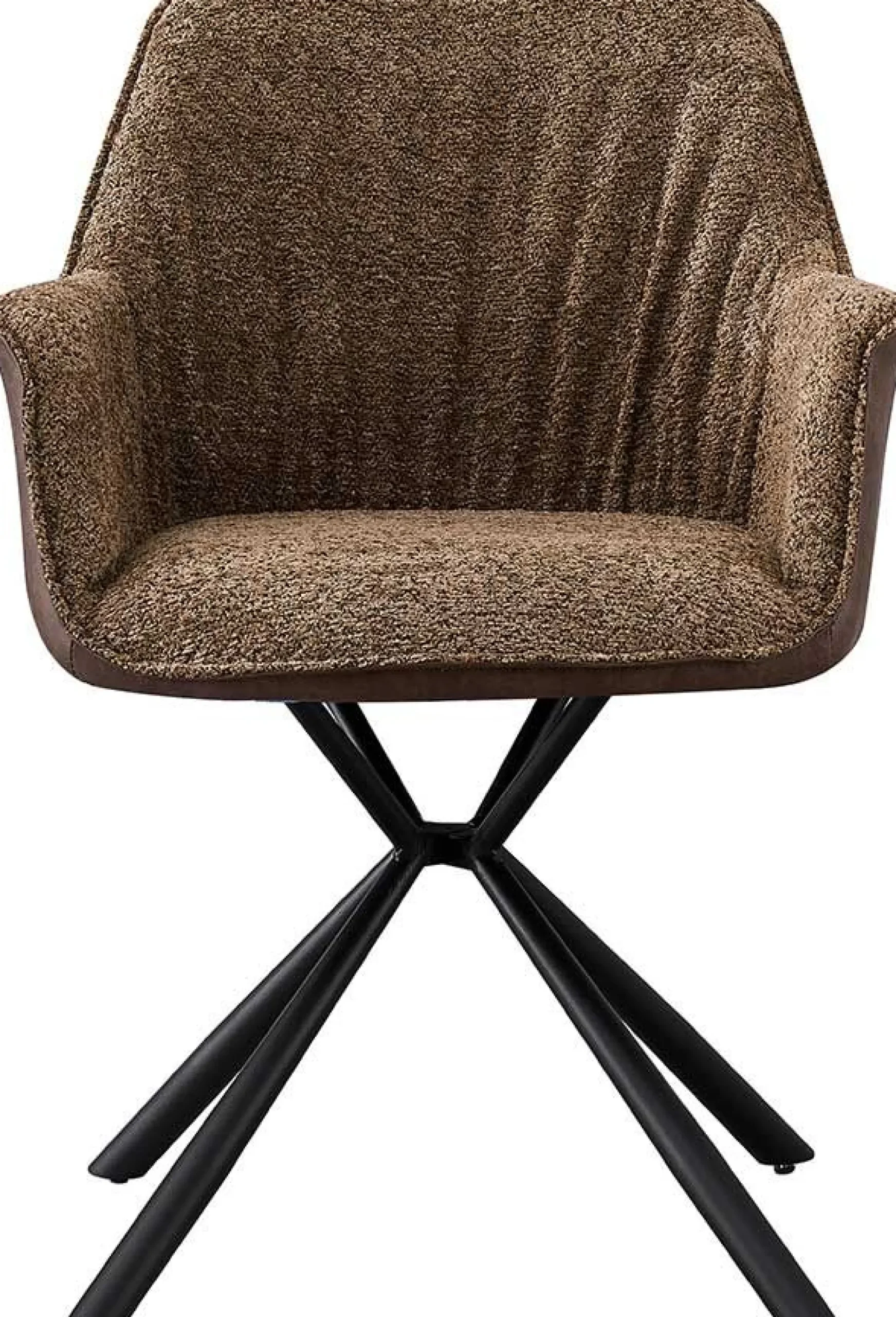 Bouclé-Stuhl Lucie Braun PU-Rücken | Metallbeine | H82,5 x B62 x T63 cm