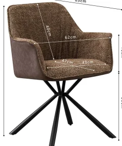 Bouclé-Stuhl Lucie Braun PU-Rücken | Metallbeine | H82,5 x B62 x T63 cm