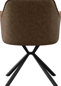 Bouclé-Stuhl Lucie Braun PU-Rücken | Metallbeine | H82,5 x B62 x T63 cm