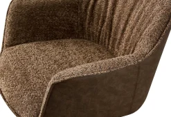Bouclé-Stuhl Lucie Braun PU-Rücken | Metallbeine | H82,5 x B62 x T63 cm