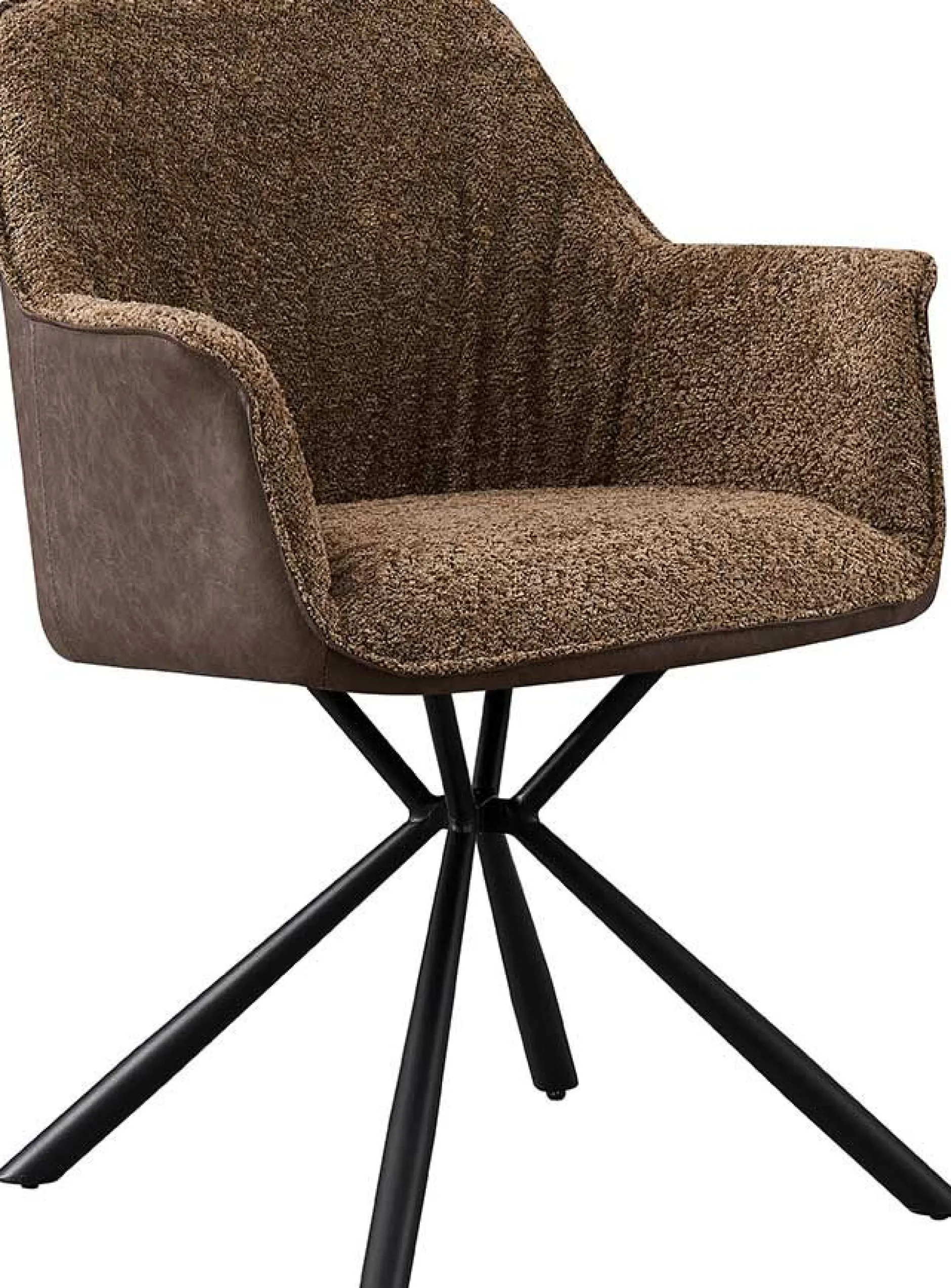 Bouclé-Stuhl Lucie Braun PU-Rücken | Metallbeine | H82,5 x B62 x T63 cm