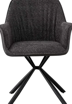 Bouclé-Stuhl Lucie Hellgrau PU-Rücken | Metallbeine | H82,5 x B62 x T63 cm