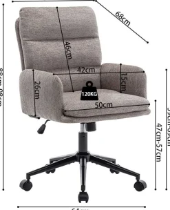Bürostuhl Aimé - 64x68x88cm - verstellbar - grau