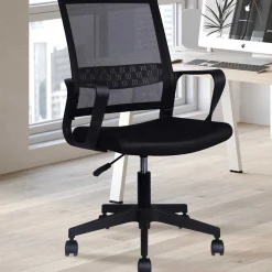 Bürostuhl Dylan - 54x60x90cm - mit Rollen - verstellbar - schwarz