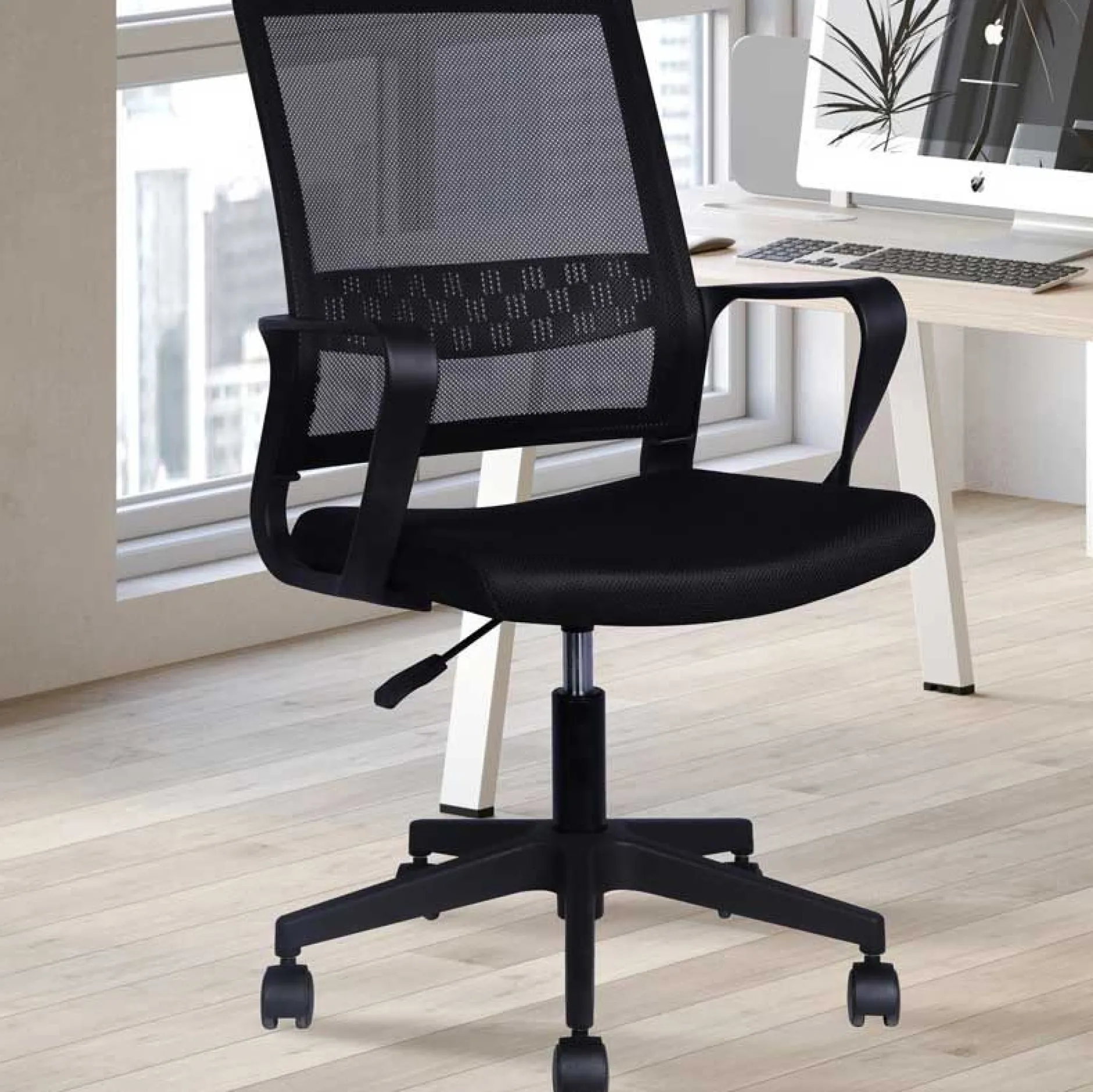 Bürostuhl Dylan - 54x60x90cm - mit Rollen - verstellbar - schwarz