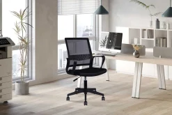 Bürostuhl Dylan - 54x60x90cm - mit Rollen - verstellbar - schwarz