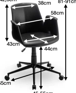 Bürostuhl Playtime - 55x60x84 cm - Schwarz/PU Kunstleder