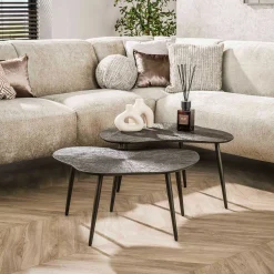 Brown Ray Metall Blatt Couchtisch Set/2 - Dunkelbraun Bronze