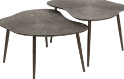 Brown Ray Metall Blatt Couchtisch Set/2 - Dunkelbraun Bronze