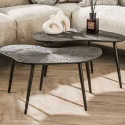 Brown Ray Metall Blatt Couchtisch Set/2 - Dunkelbraun Bronze