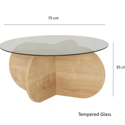 Bubble Couchtisch | GEHÄRTETES GLAS | Eiche, Rauch