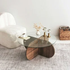 Bubble CT Couchtisch | GEHÄRTETES GLAS | Walnuss